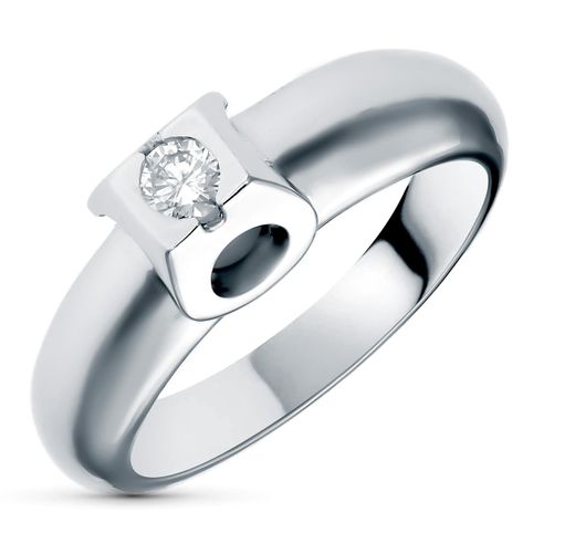 18K Solitario Oro Blanco Diamante 0.15 Qts. Ancho: 6,5 Mm