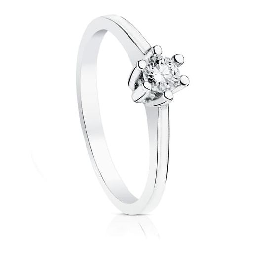 18K Solitario Oro Blanco Diamante 0.30 Qtes Si-H