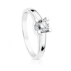 18K Solitario Oro Blanco Diamante 0.300 Qtes Vs2 G Cuatro Garras