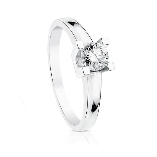 18K Solitario Oro Blanco Diamante 0.300 Qtes Vs2 G Cuatro Garras