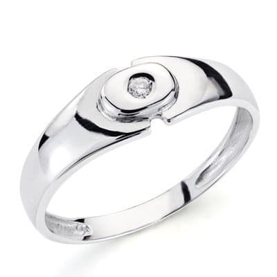 18K Solitario Oro Blanco Diamante Talla Brillante. 0.040 Qts. Ancho: 6Mm