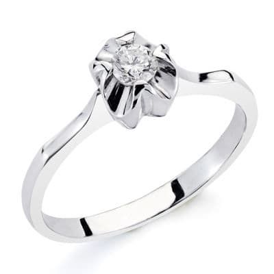 18K Solitario Oro Blanco Diamante Talla Brillante 0.20 Qts. Ancho: 6Mm.