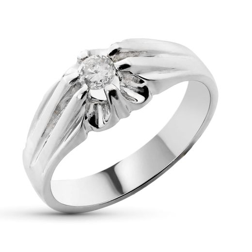 18K Solitario Oro Blanco Diamante Talla Brillante 0.20 Qts.