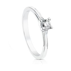 18K Solitario Oro Blanco Diamante Talla Brillante 0.200 Qts. Si-H