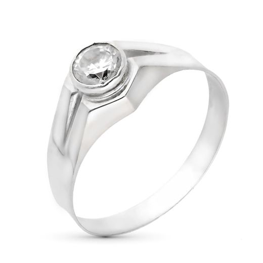 18K Solitario Oro Blanco Hueco Con Circonita 5 Mm. Ancho: 8 Mm