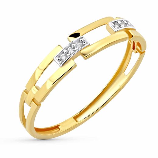 18K Soritja Oro Bicolor Con Eslabones Y Circonitas. Ancho: 4Mm