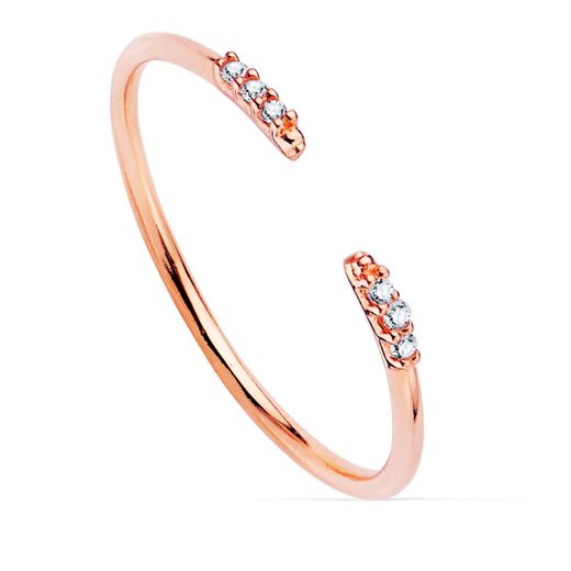 18K Sortija Abierta Oro Rosa Diamantes 0.030Qts. G-Vs2. Cuerpo Redondo 1 Mm