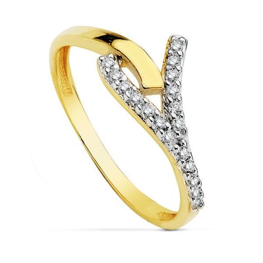 18K Sortija Bicolor Circonita Cuerpo 1.5 Mm