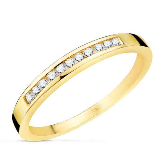 18K Sortija Oro Amarillo 11 Diamantes 0,150 Qts. Si-H