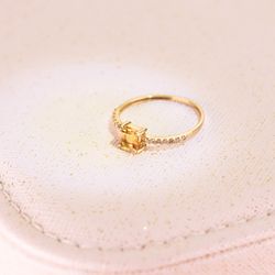 18K Sortija Oro Amarillo 14 Diamantes 0,070Qts. G-Vs2. Citrino 4X4Mm Cuerpo 1 Mm
