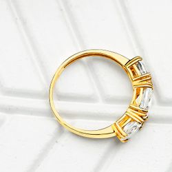 18K Sortija Oro Amarillo 3 Circonita Talla Oval 7X5 Mm Ancho 2.2 Mm