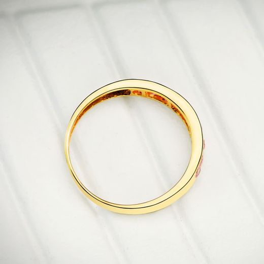 18K Sortija Oro Amarillo 9 Circonita Azules. Ancho Cuerpo 3.5 Mm