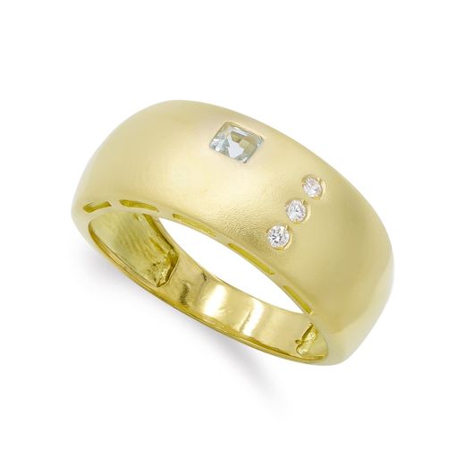 18K Sortija Oro Amarillo Areanda Con Circonitas. Ancho: 9 Mm