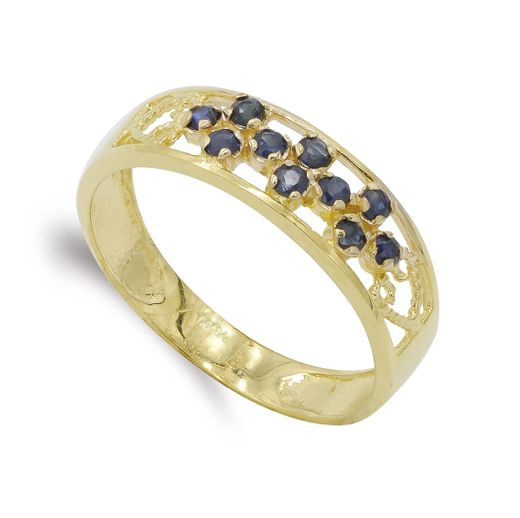 18K Sortija Oro Amarillo Calada Con Circonitas. Ancho: 6 Mm