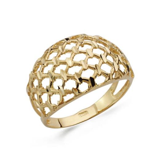 18K Sortija Oro Amarillo Calada Detalles Tallados. Ancho: 13,5 Mm