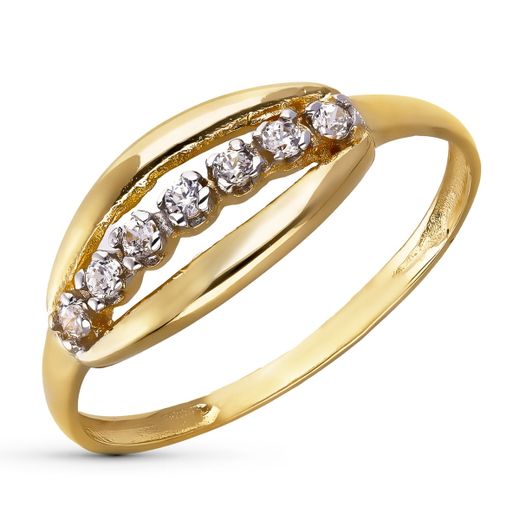 18K Sortija Oro Amarillo Carril Circonitas: Ancho 7 Mm