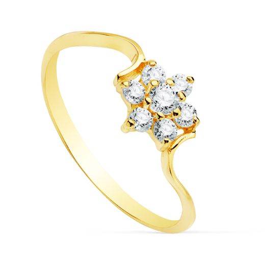 18K Sortija Oro Amarillo Circonita Cuajo 7 Mm