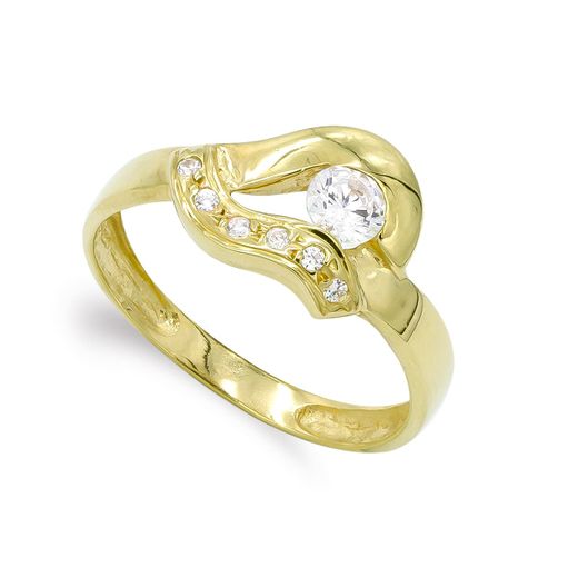 18K Sortija Oro Amarillo Con Circonitas. Ancho: 10 Mm