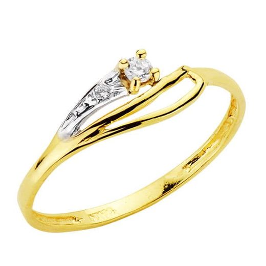 18K Sortija Oro Amarillo Con Circonitas. Ancho: 5 Mm