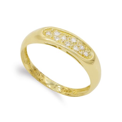 18K Sortija Oro Amarillo Con Circonitas. Ancho: 5 Mm