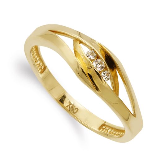 18K Sortija Oro Amarillo Con Circonitas. Ancho 6,5 Mm