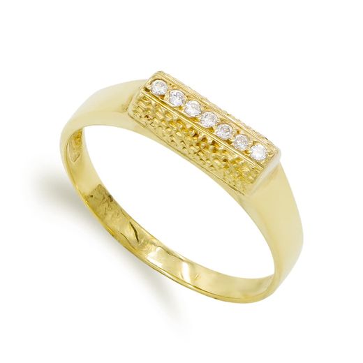 18K Sortija Oro Amarillo Con Circonitas. Medida: 11 X 4,5 Mm