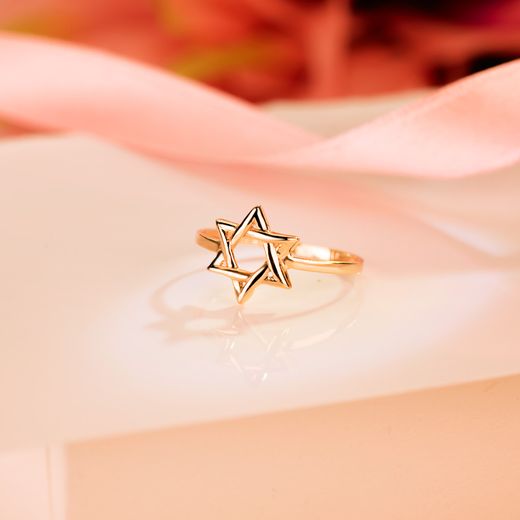 18K Sortija Oro Amarillo Con Estrella De David 10 X 9 Mm. Ancho: 1,2Mm