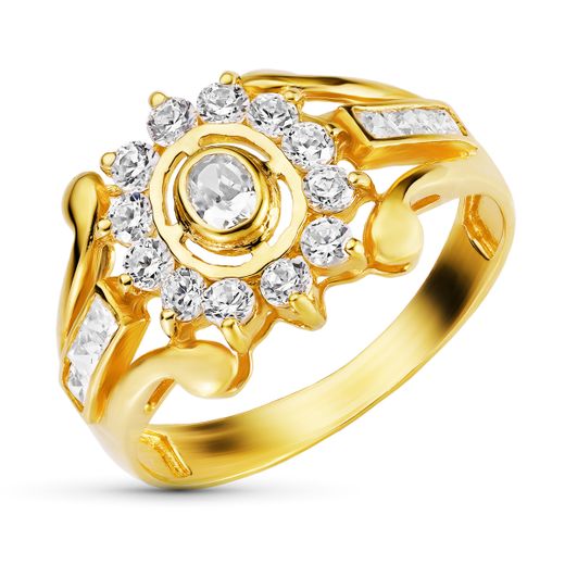 18K Sortija Oro Amarillo Cuajo Con Circonitas. Ancho: 12,5 Mm