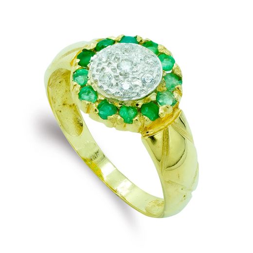 18K Sortija Oro Amarillo Cuajo De Circonitas.