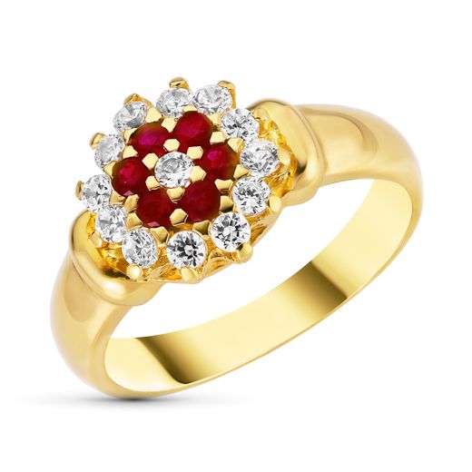 18K Sortija Oro Amarillo Cuajo Redondo Con Circonitas. Ancho: 10,5 Mm