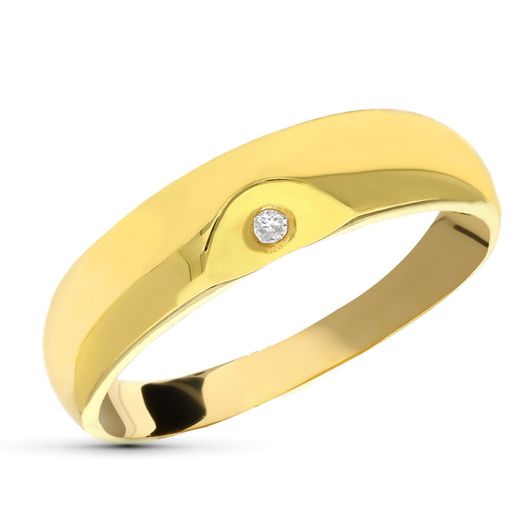 18K Sortija Oro Amarillo Diamante 0,015 Qts. Ancho: 5 Mm