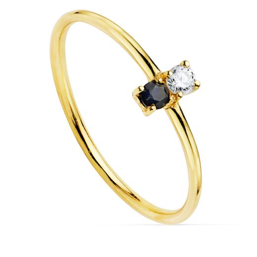 18K Sortija Oro Amarillo Diamante 0.043 Qts. G-Vs2. 1 Zafiro 2.30 Mmcuerpo 1 Mm