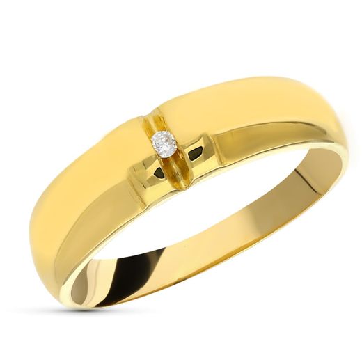 18K Sortija Oro Amarillo Diamante 0,05 Qts. Ancho: 5 Mm