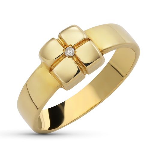 18K Sortija Oro Amarillo Diamante Talla Brillante 0,03Qt. Ancho: 7X7 Mm