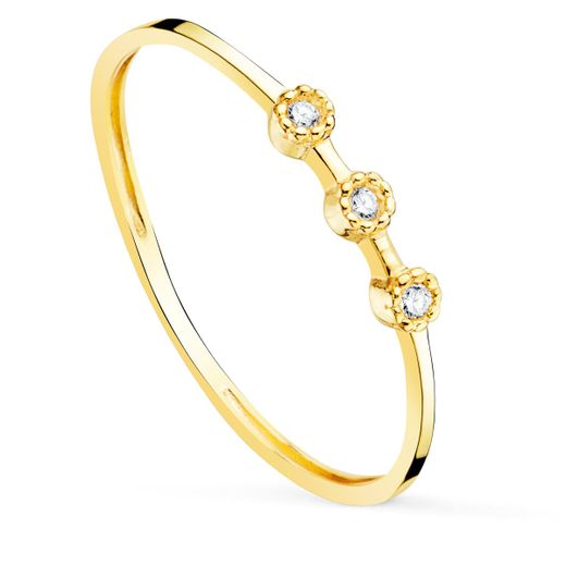 18K Sortija Oro Amarillo Diamantes 0,0240 Qts. Cuerpo 1,10 Mm Vs2-G