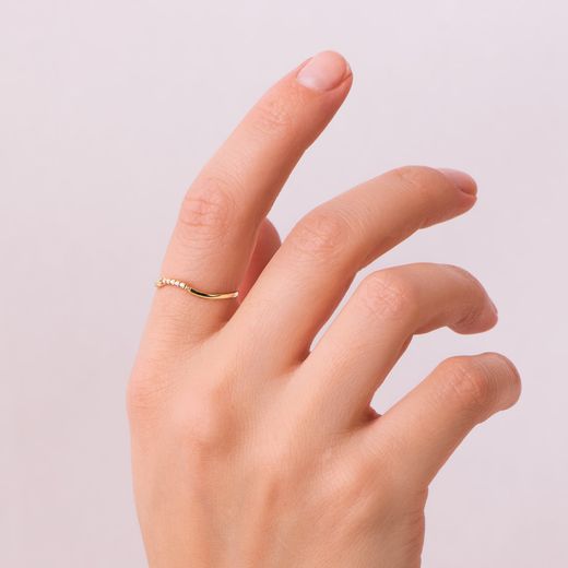 18K Sortija Oro Amarillo Diamantes 0.025 Qts. G-Vs2. Cuerpo Redondo 1 Mm