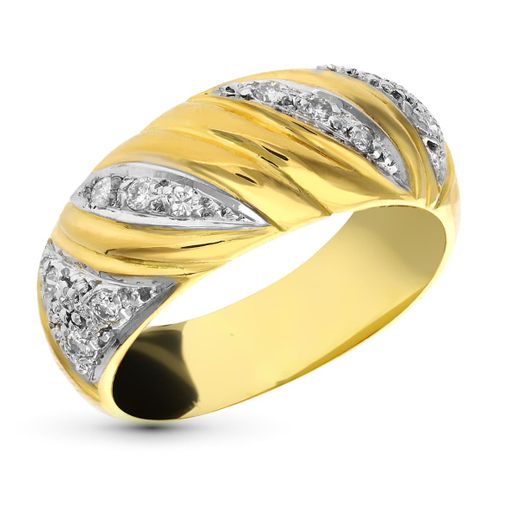 18K Sortija Oro Amarillo Diamantes Talla Brillante 0.24 Qts. Ancho: 8 Mm