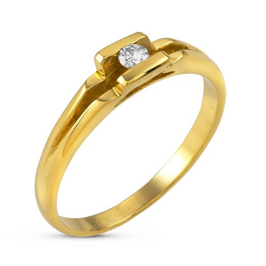 18K Sortija Oro Amarillo Diamantes Talla Brillante 0.35 Qts. Ancho: 3 Mm