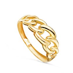 18K Sortija Oro Amarillo Eslabones En Brillo. Ancho: 7 Mm