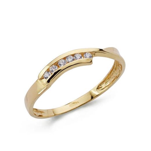 18K Sortija Oro Amarillo Maciza Con Circonitas. Ancho: 3,5 Mm