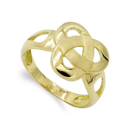 18K Sortija Oro Amarillo Maciza Hojas Entrelazadas. Ancho: 14,5 Mm