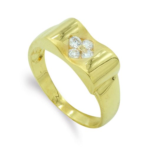 18K Sortija Oro Amarillo Macizo Con Circonitas. Ancho: 7,5 Mm
