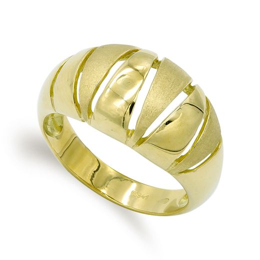 18K Sortija Oro Amarillo Mate Y Brillo. Ancho: 11Mm
