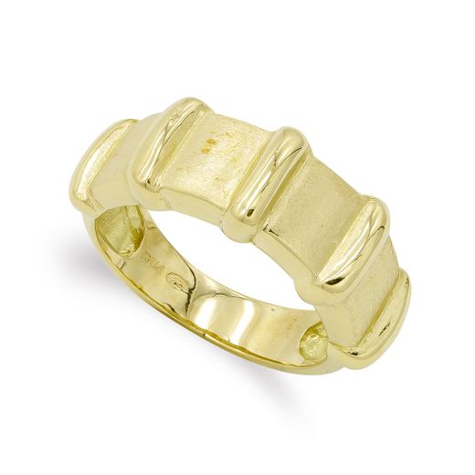 18K Sortija Oro Amarillo Mate Y Brillo. Ancho: 8Mm