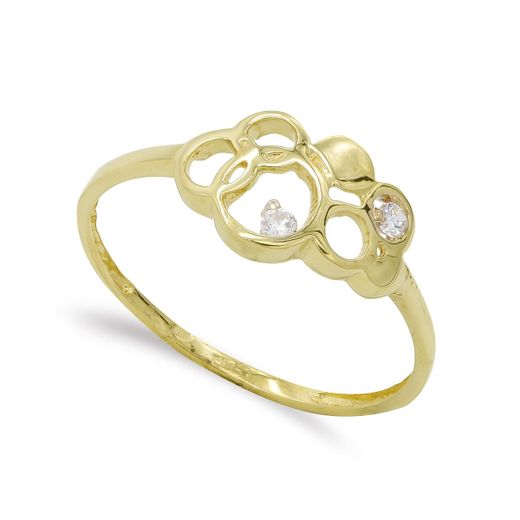 18K Sortija Oro Amarillo Motivo Circulos Con Circonitas. Ancho: 8,5 Mm