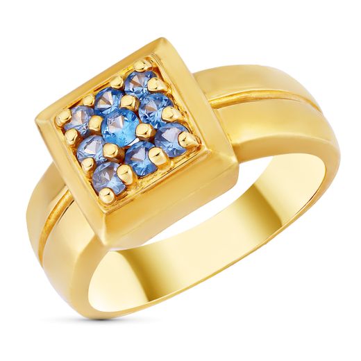 18K Sortija Oro Amarillo Motivo Cuadrado Con Circonitas. Ancho: 10,5 Mm