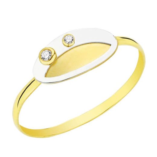 18K Sortija Oro Amarillo Motivo Oval Con Circonitas. Ancho: 5,5 Mm