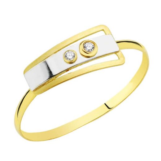 18K Sortija Oro Amarillo Motivo Oval Con Circonitas. Ancho: 5,5 Mm