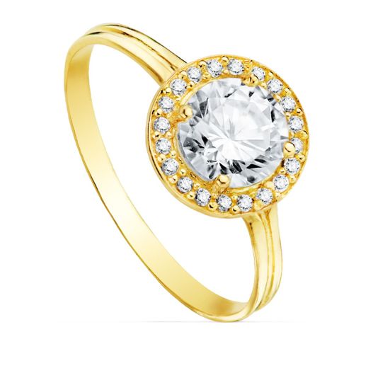 18K Sortija Oro Amarillo Motivo Redondo Circonita 6 Mm. Ancho: 9 Mm