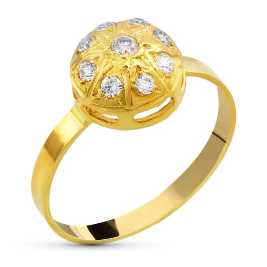 18K Sortija Oro Amarillo Motivo Redondo Circontias. Ancho: 9,5 Mm